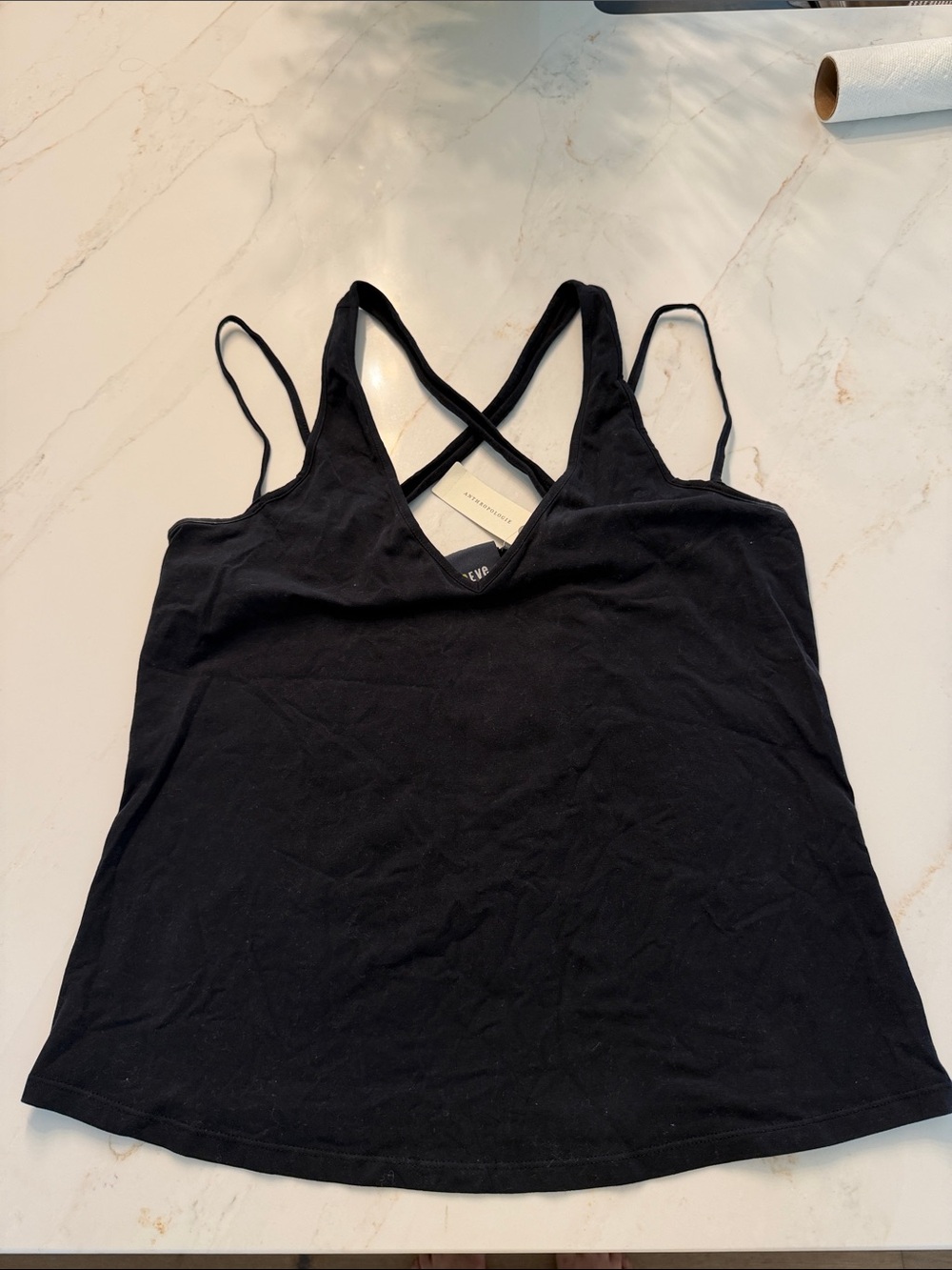 NWT Maeve Black Crisscross Strap Women's Tank Top